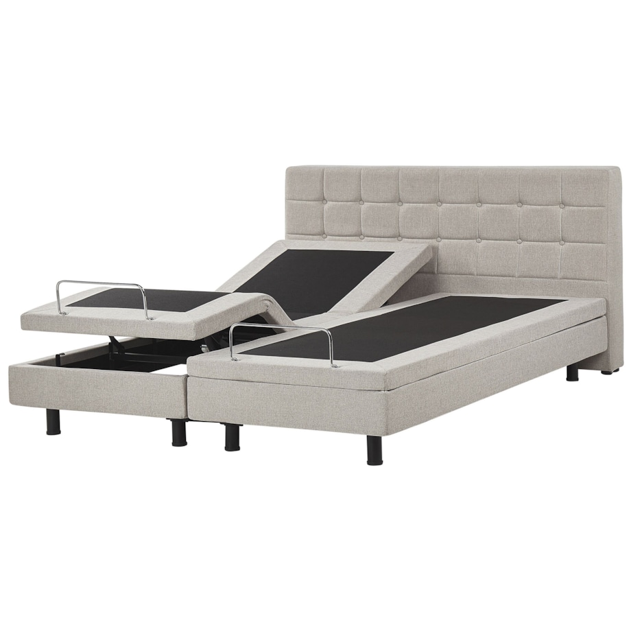 Łóżko regulowane tapicerowane 180 x 200 cm beżowe DUKE