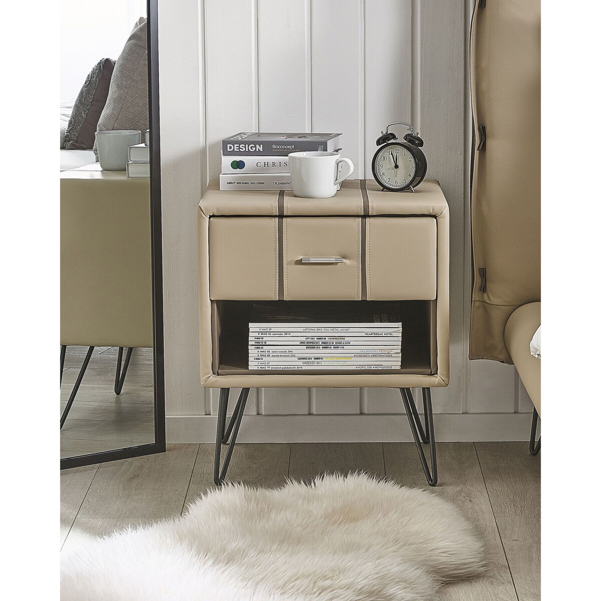 Szafka nocna BETIN Ekoskóra Beżowy