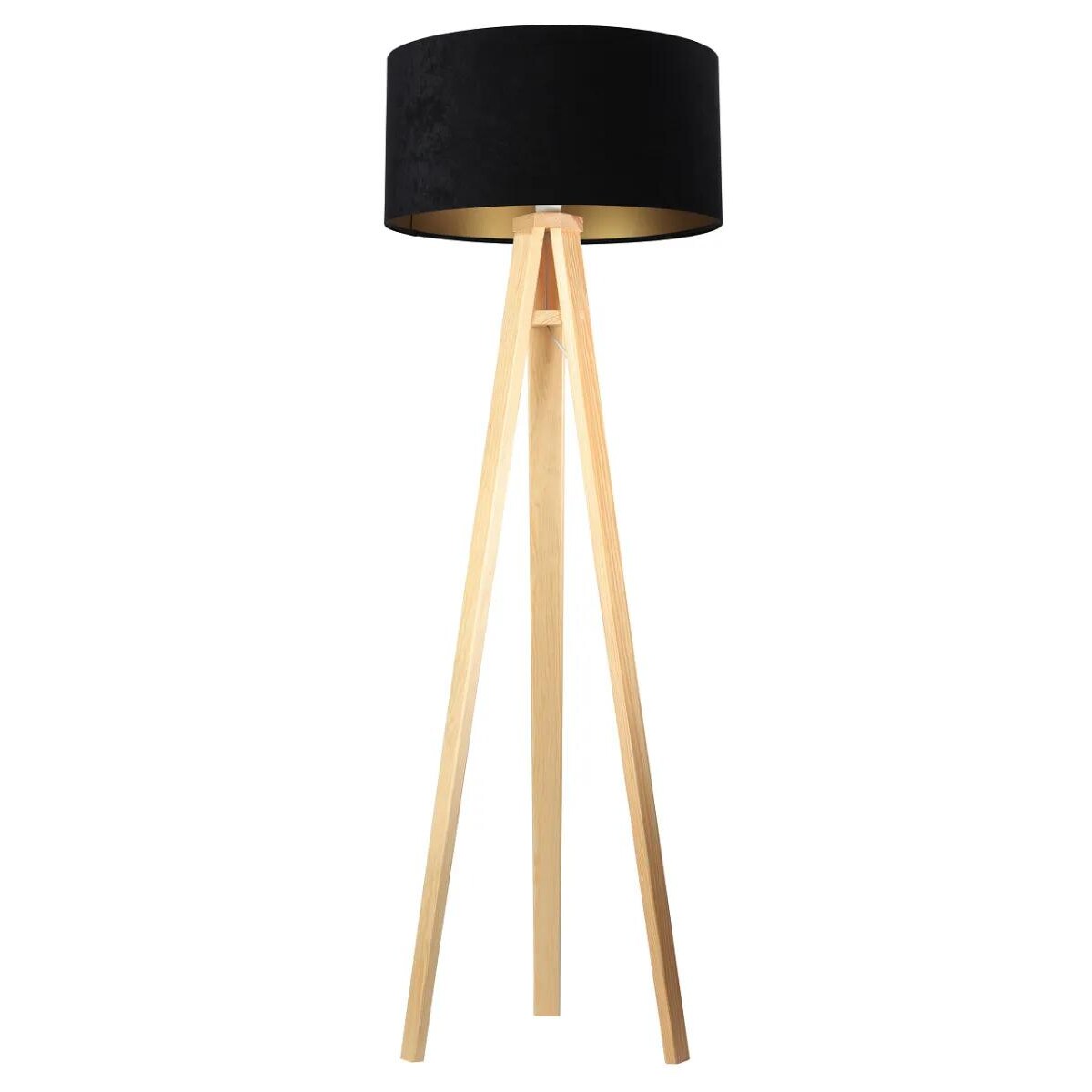 Lampa stojąca HOME 50 czarna/złota/sosna
