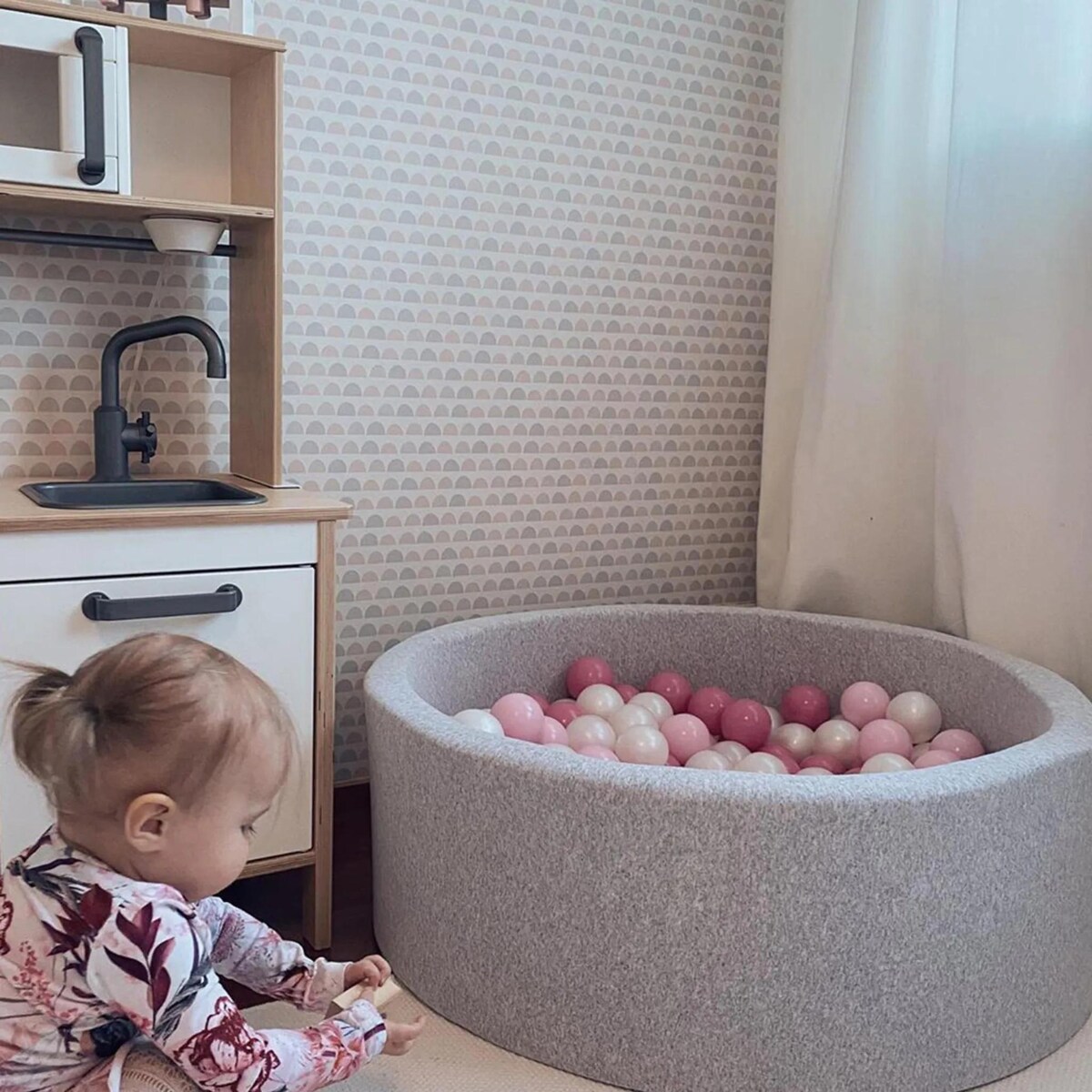 Basen z piłeczkami- angelove- jasnyróż/szary/białe