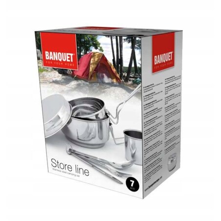 ZESTAW TURYSTYCZNY METALOWY piknikowy garnek talerz sztućce biwak namiotem