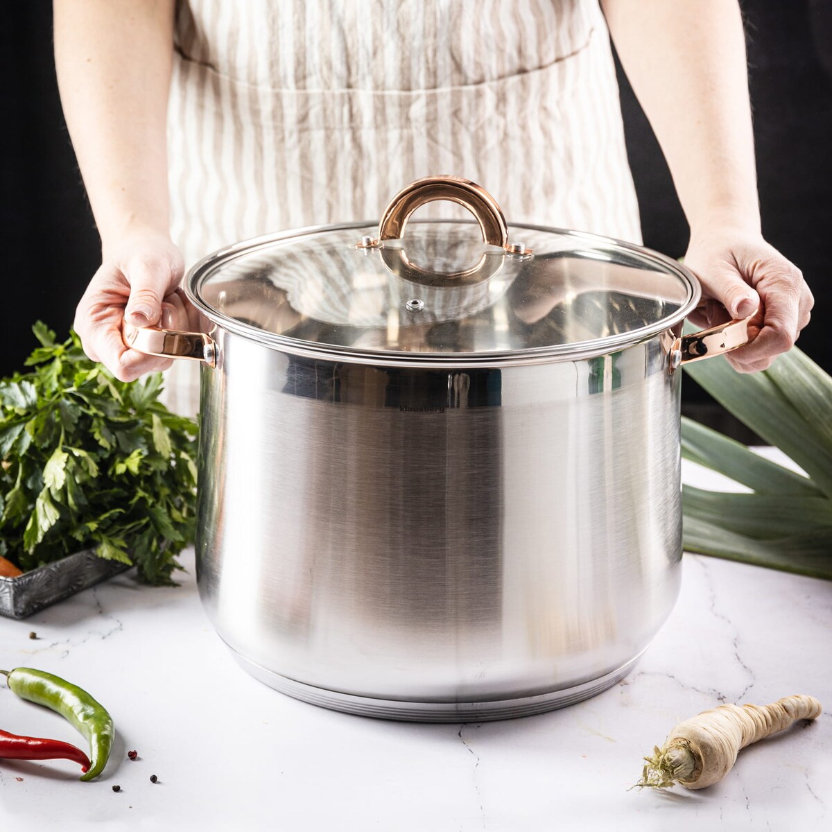 Garnek stalowy gastronomiczny duży 8.6L 24cm Rose Gold KLAUSBERG