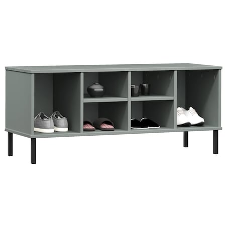vidaXL Szafka na buty OSLO, metalowe nóżki, szara, 106x35x45 cm