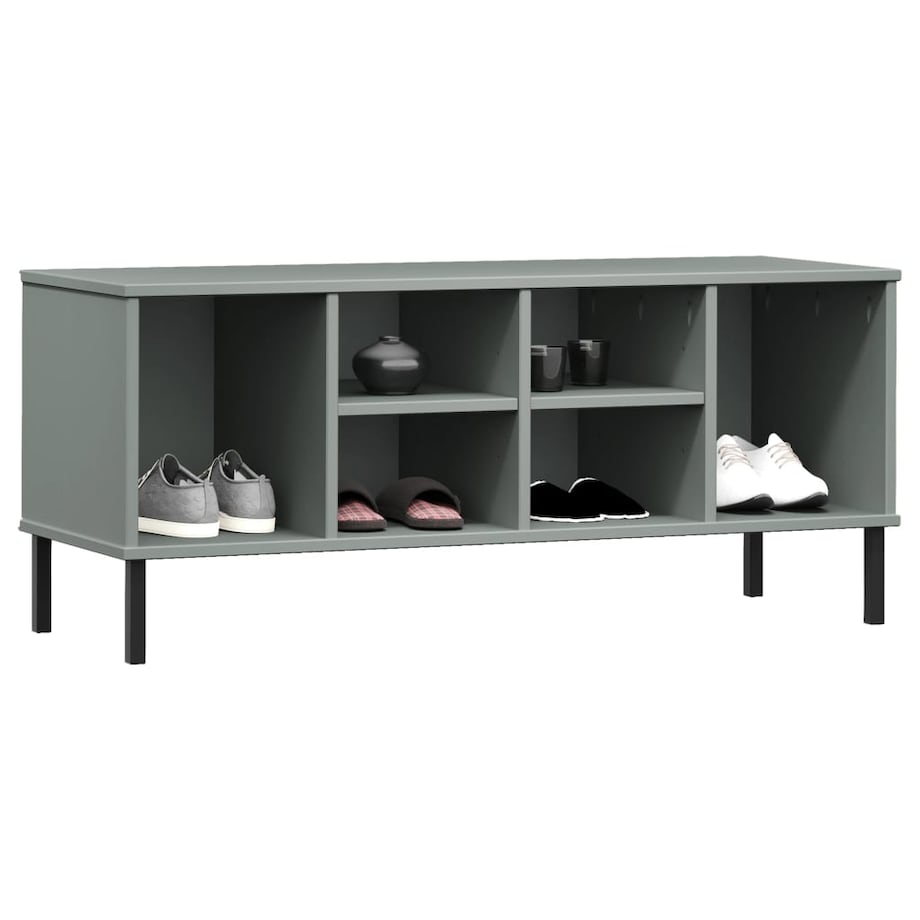vidaXL Szafka na buty OSLO, metalowe nóżki, szara, 106x35x45 cm