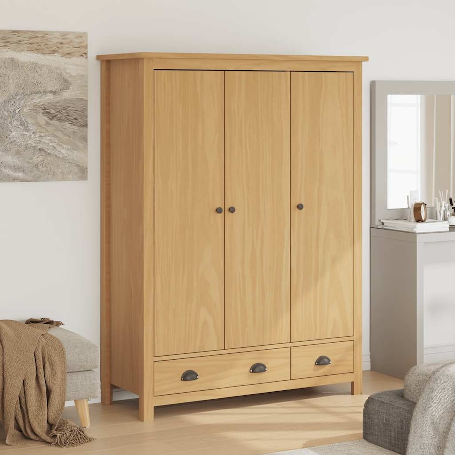 vidaXL Szafa 3-drzwiowa Hill, 127x50x170 cm, lita sosna