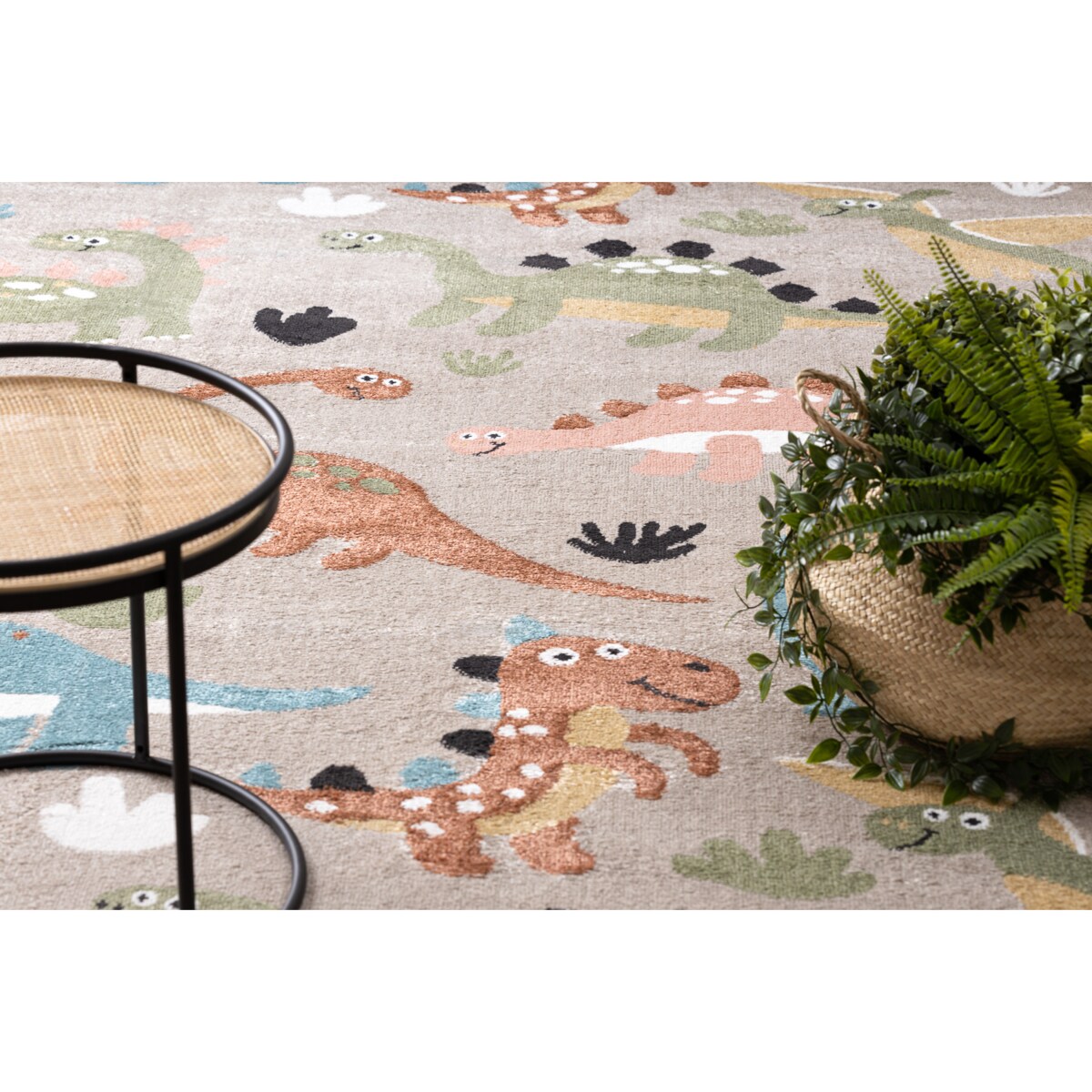 Dywan FUN Dino dla dzieci, dinozaury beż 160x220 cm