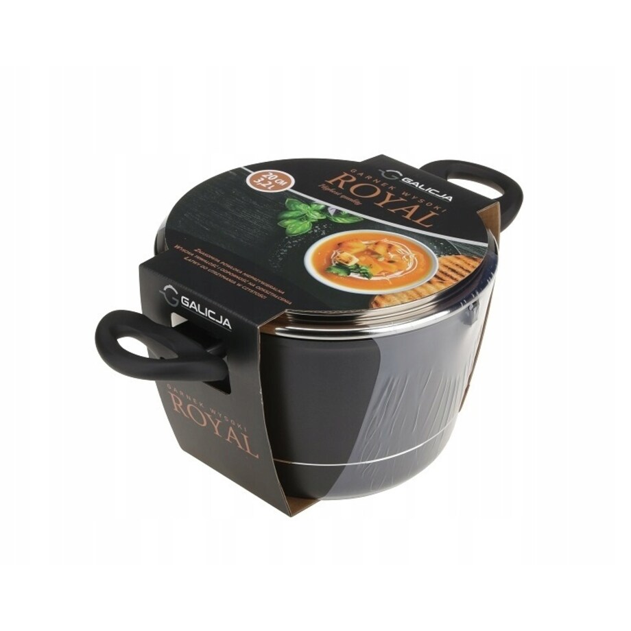 GARNEK ROYAL 20cm GALICJA tradycyjny czarny do gotowania zupa 3,2 L wysoki