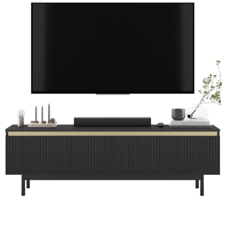 Nowoczesna Szafka RTV Komoda Glamour RTV Czarny Mat rama w kolorze czarnym 140 cm