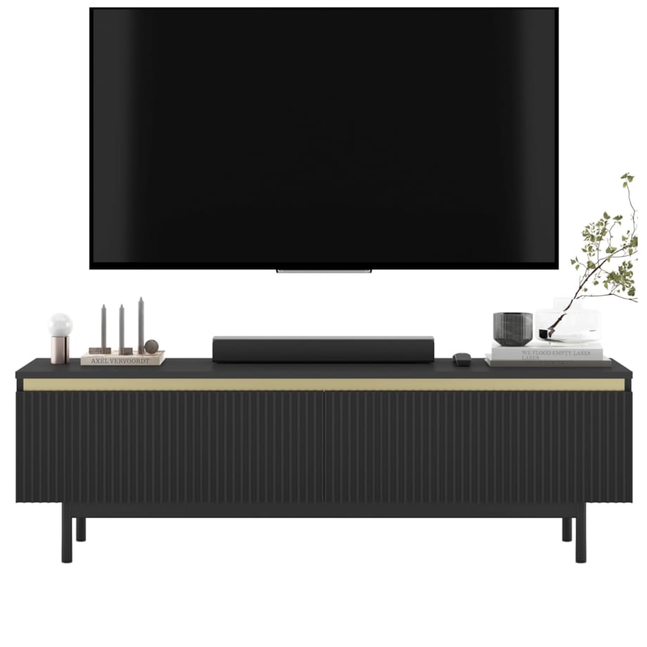 Nowoczesna Szafka RTV Komoda Glamour RTV Czarny Mat rama w kolorze czarnym 140 cm