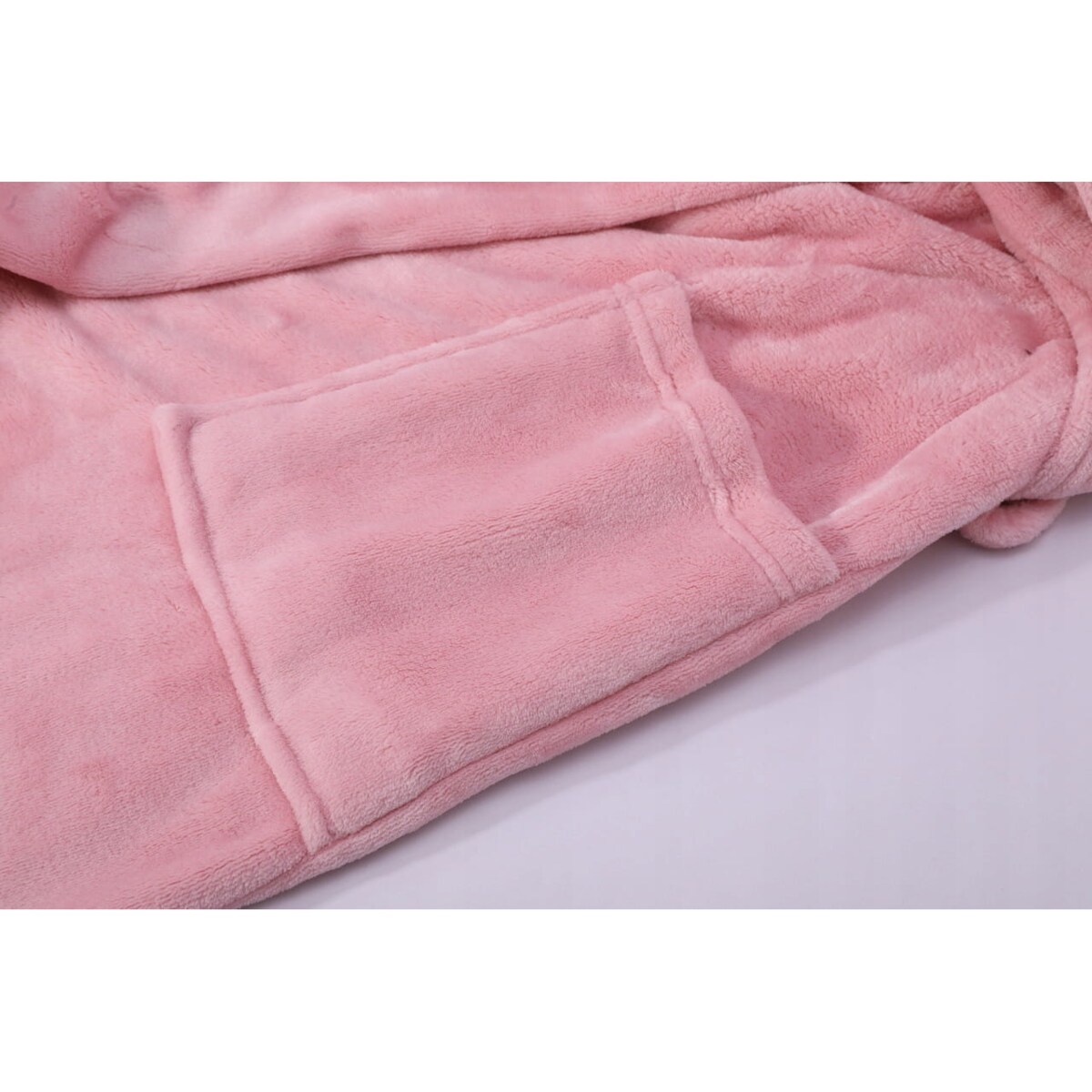 Gruby Szlafrok Damski Pluszowy Długi Ciepły miękki L/XL Puder z Wiązaniem