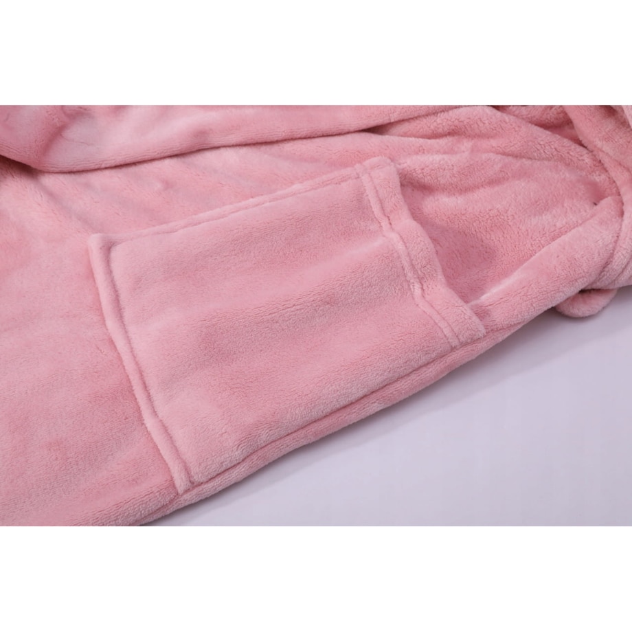 Gruby Szlafrok Damski Pluszowy Długi Ciepły miękki L/XL Puder z Wiązaniem