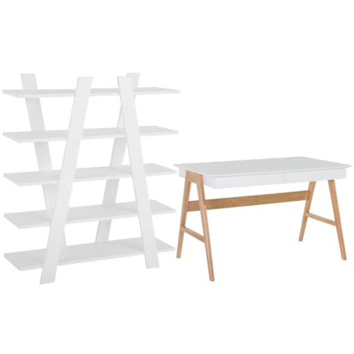 Zestaw mebli biurowych jasne drewno z białym ESCALANTE/SHESLAY