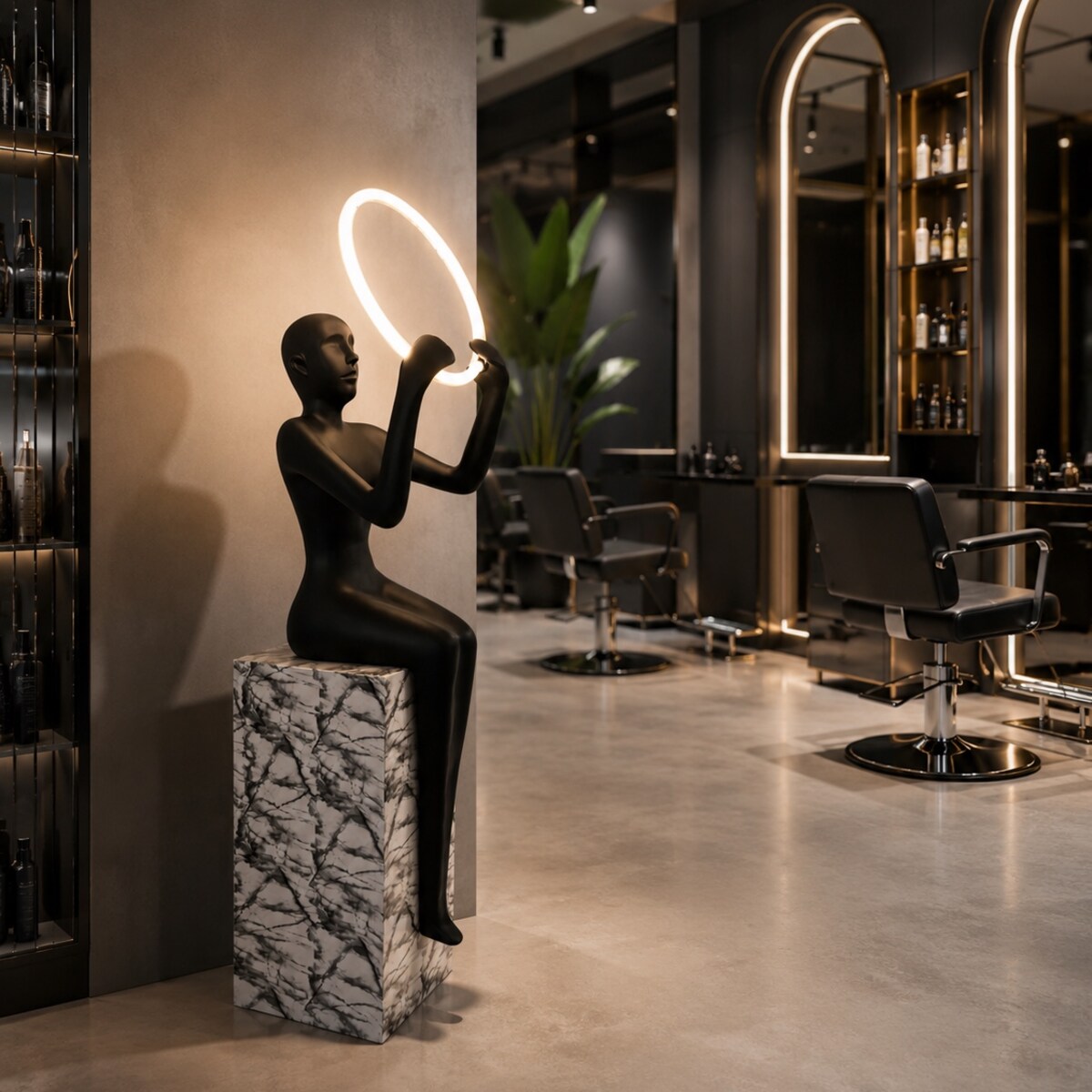 Lampa podłogowa LED – rzeźba kobiety – designerska lampa human do salonu – OLIA