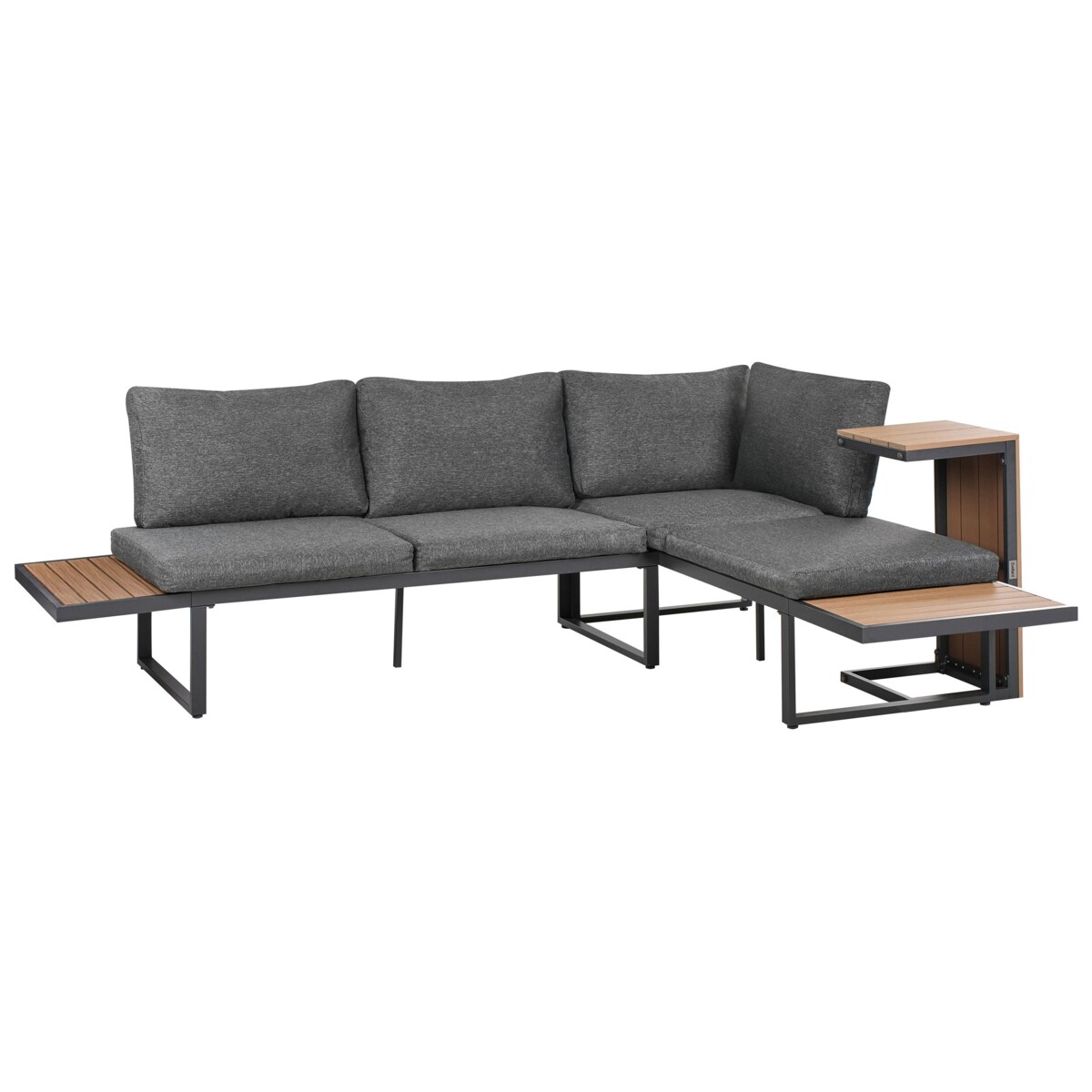 Narożnik ogrodowy ze stolikiem dla 4 osób PIENZA Prawostronny Jasny brąz/ szary