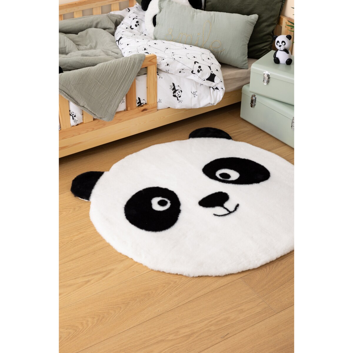 Dywan okrągły panda z uszami SMILE, Ø 100 cm