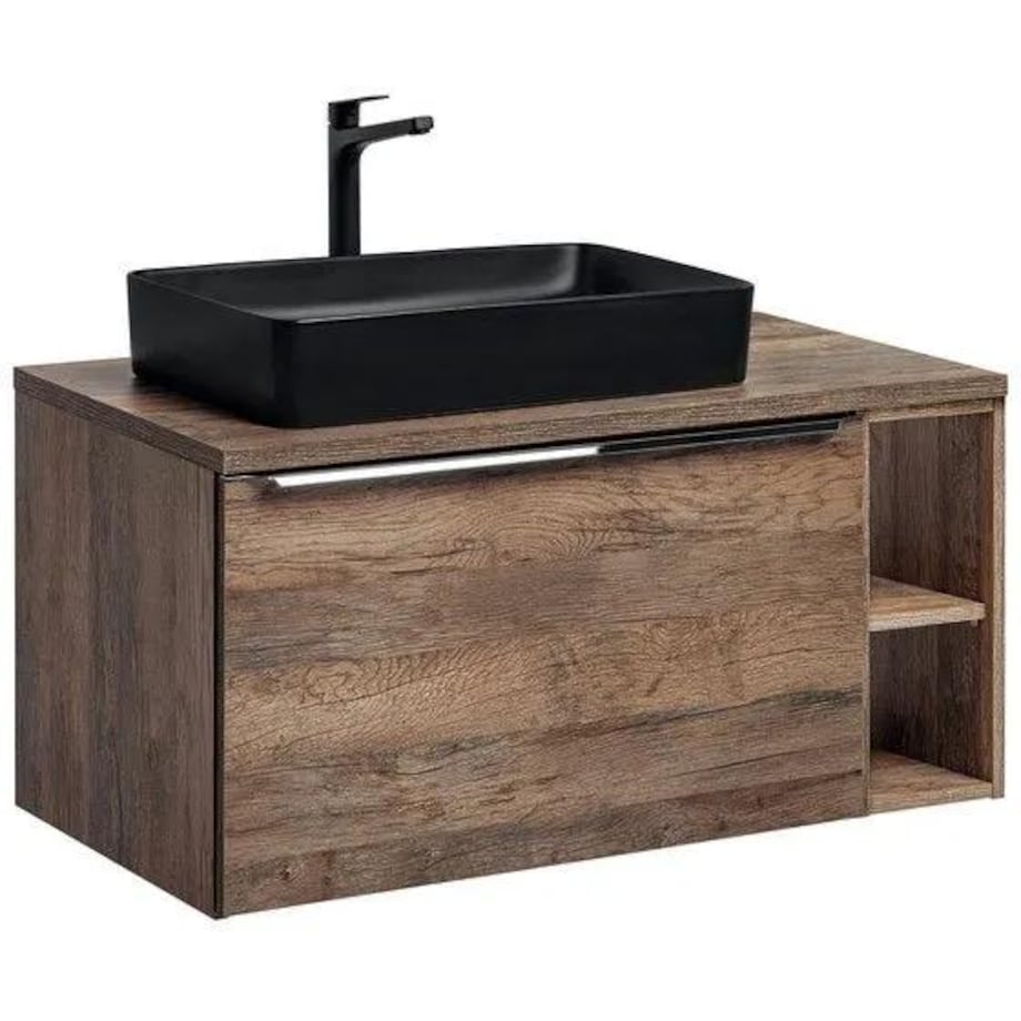 Szafka pod umywalkę nablatową SANTA FE OAK 60 cm + regał dolny 20 cm dąb - zestaw z blatem