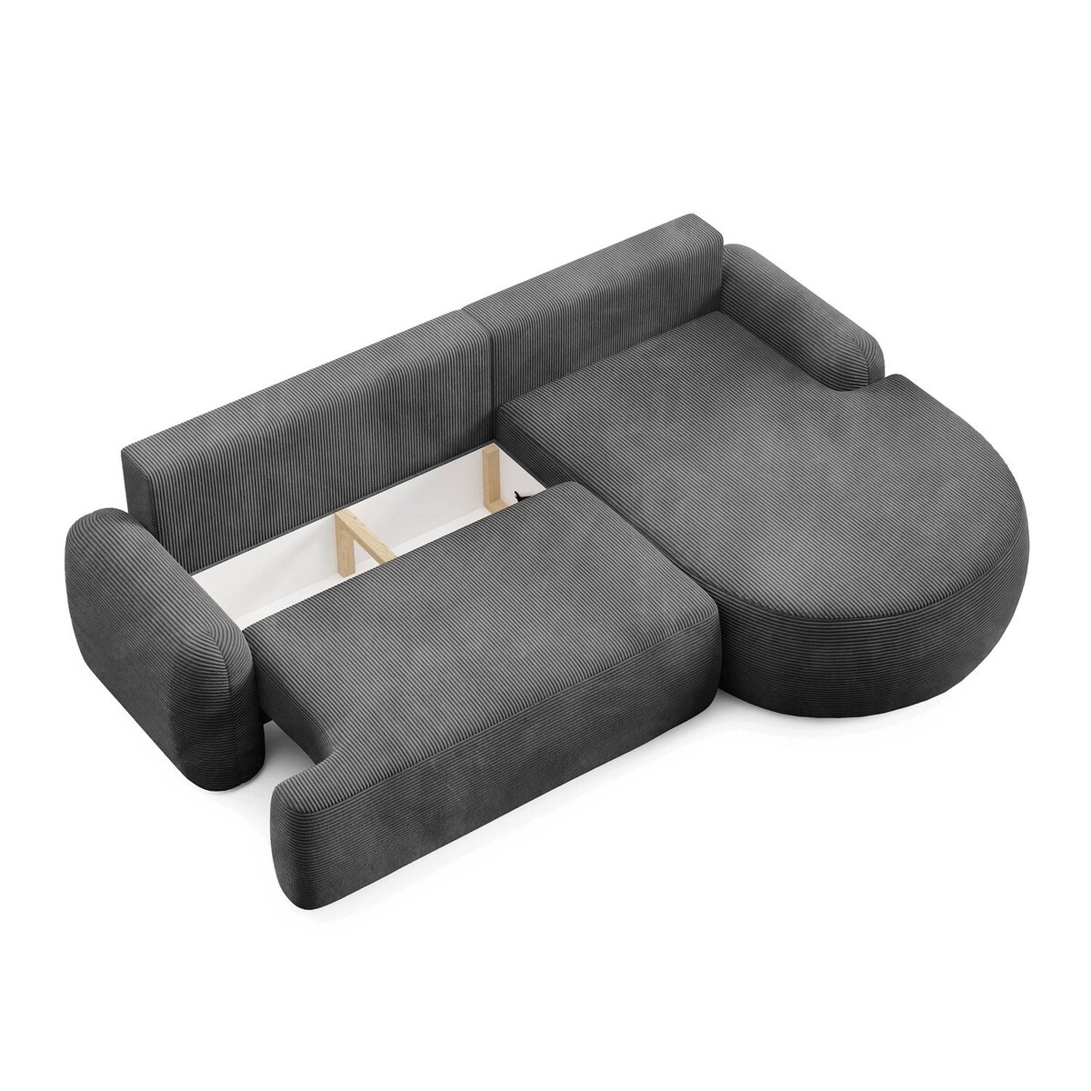 Zaokrąglony narożnik CLEO II z funkcją spania, wersja prawa, Poso 60