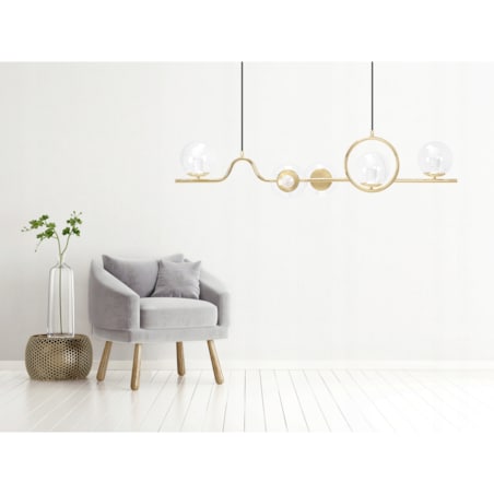 Lampa Sufitowa Nowoczesna Gold Złota E27 Klosz X5