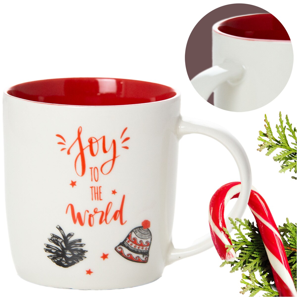 Kubek Świąteczny Na Prezent Ceramiczny Boże Narodzenie 370 Ml Biały Ceramiczny Dzwonek