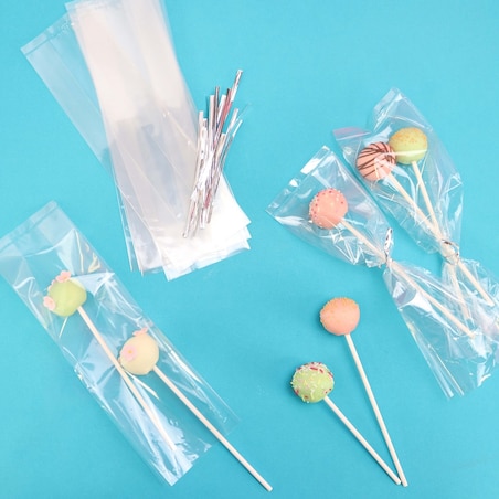 PME Zestaw torebek Cake Pop ze srebrnymi wstążkami