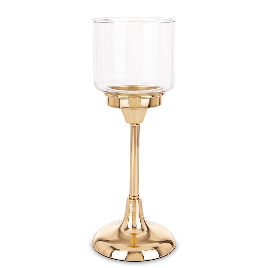 Świecznik złoty z kloszem 29x11 cm LAMBONG - II średni