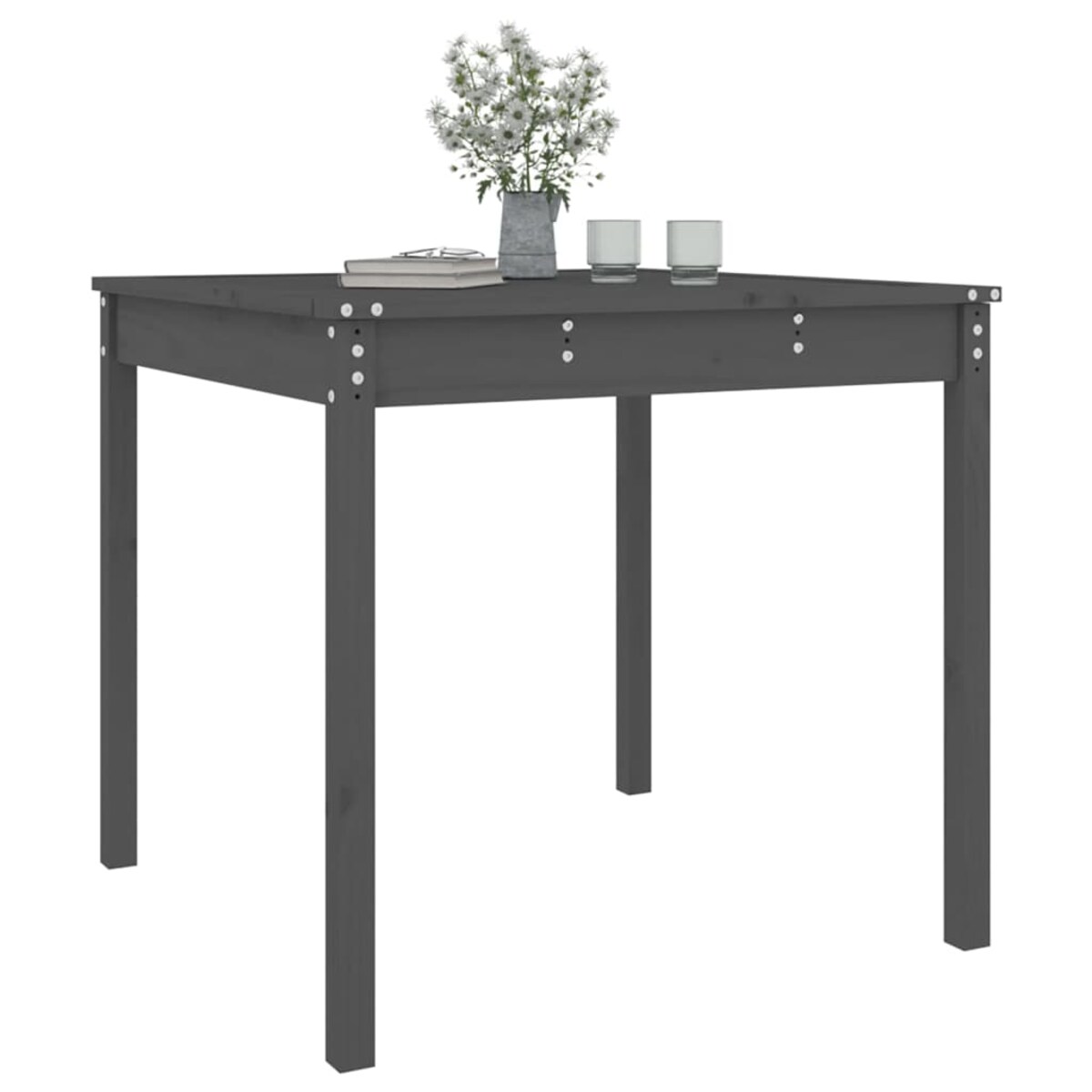 vidaXL Stolik ogrodowy, szary, 82,5x82,5x76 cm, lite drewno sosnowe
