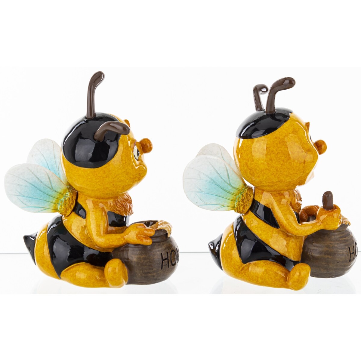 Dekoracja - para kolorowych pszczółek 13x9x10 cm API zjadające miód