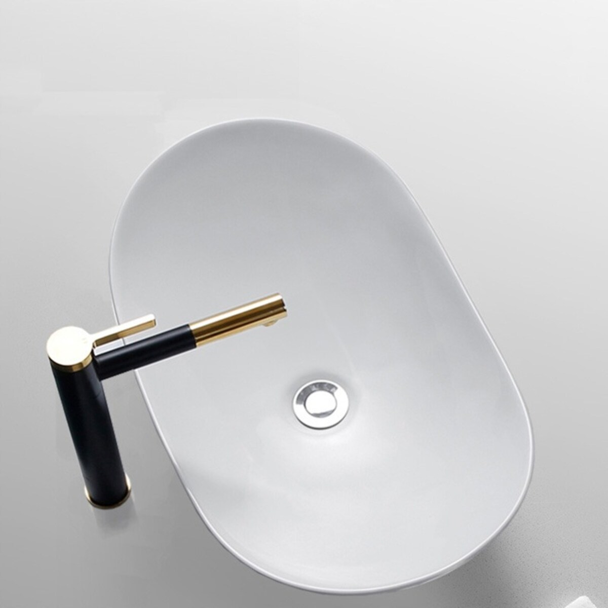 Umywalka nablatowa owalna ceramiczna biała połysk