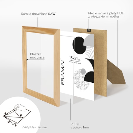Ramka z drewna surowego na zdjęcia RAW 15x21 cm
