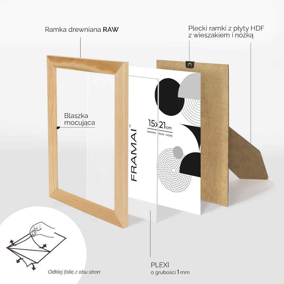 Ramka z drewna surowego na zdjęcia RAW 15x21 cm