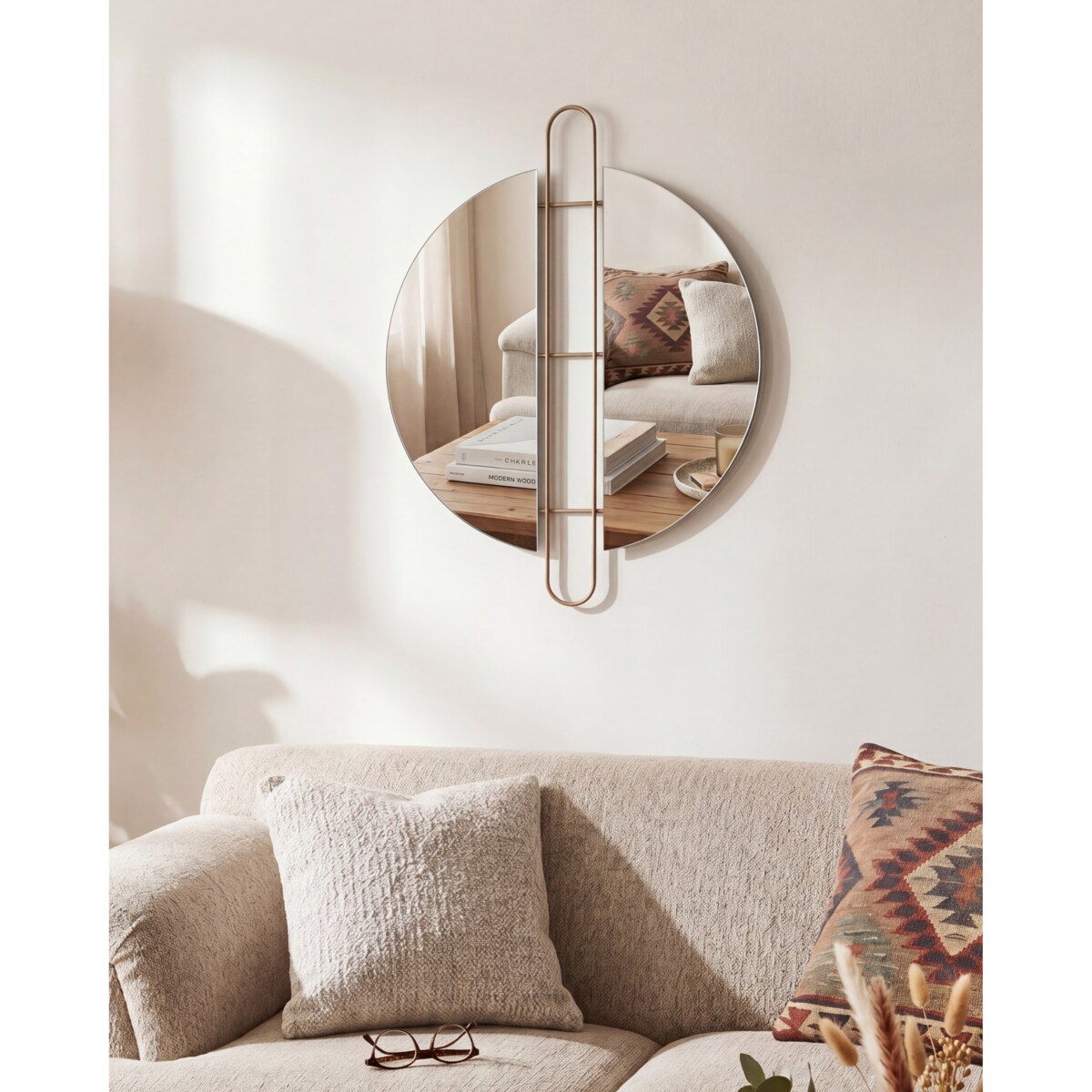 Lustro ścienne ATTIN 52 cm 65 cm Złoty