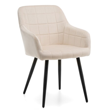 Krzesło tapicerowane pikowane welurowe do salonu jadalni ORTE beżowe