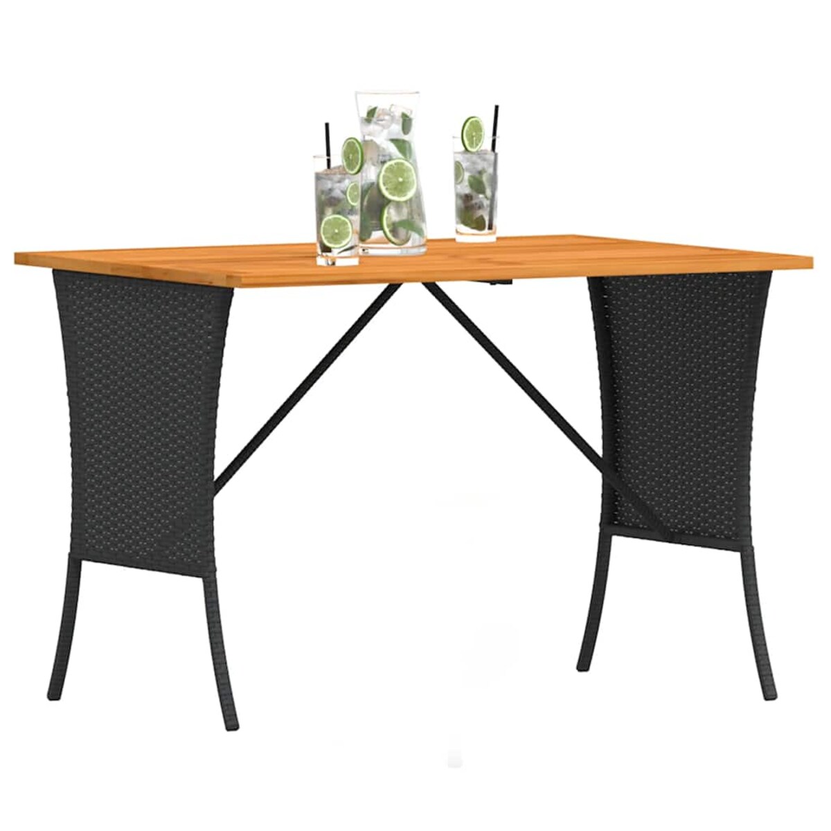 vidaXL Stół ogrodowy z blatem z drewna akacjowego czarny 105x75x72 cm