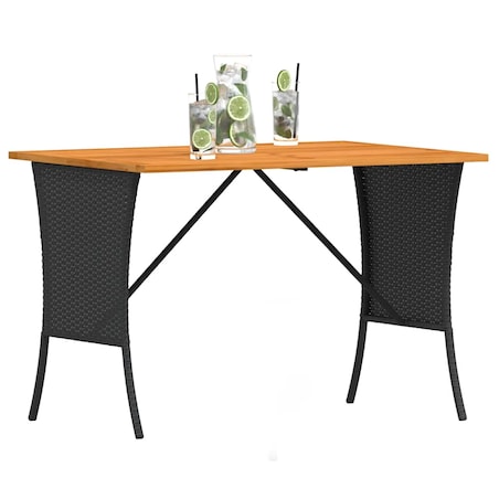 vidaXL Stół ogrodowy z blatem z drewna akacjowego czarny 105x75x72 cm