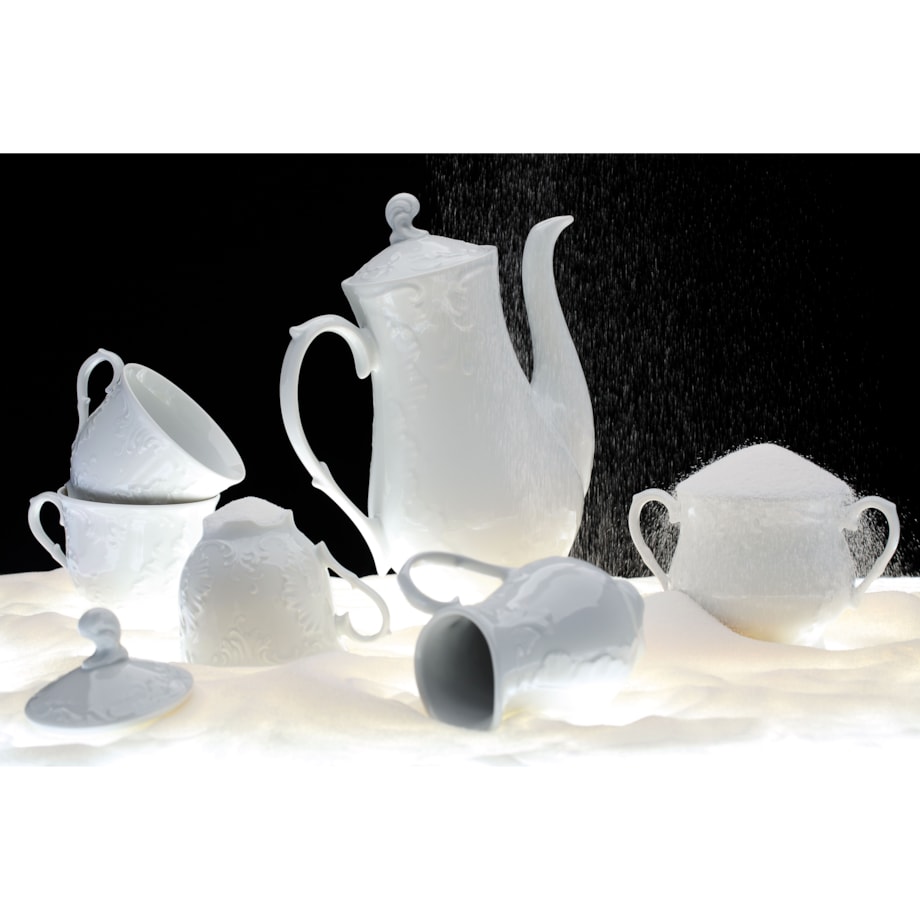 Garnitur do kawy dla 6 osób 21 el. Rococo Maria białe 0001