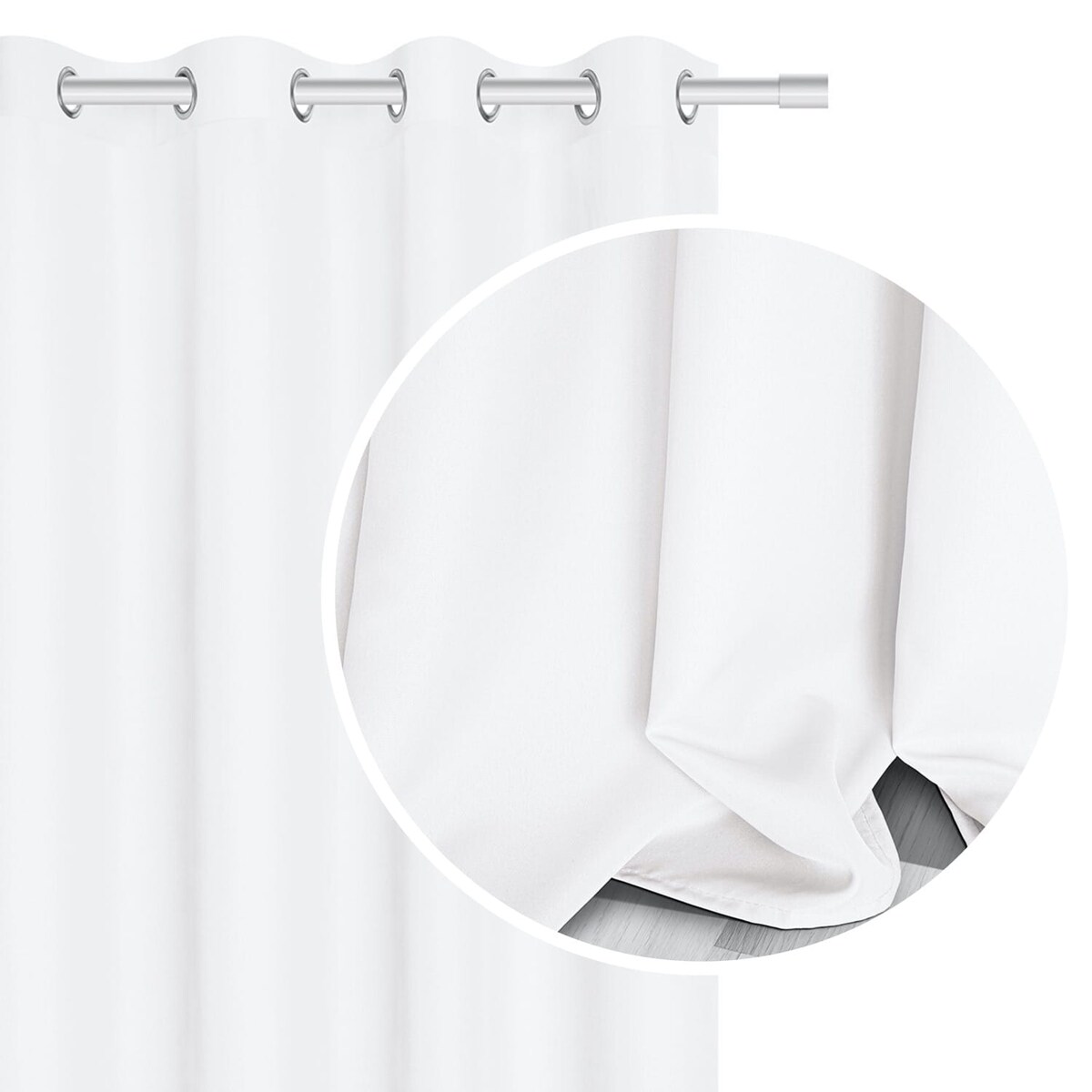 Biała Zasłona Gotowa 140 x 250 na Przelotkach matowa Dekoracyjna Zwiewna