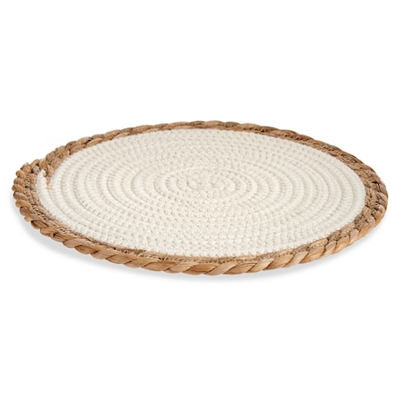 Podkładka pod talerz, z plecionką z trawy morskiej na brzegach