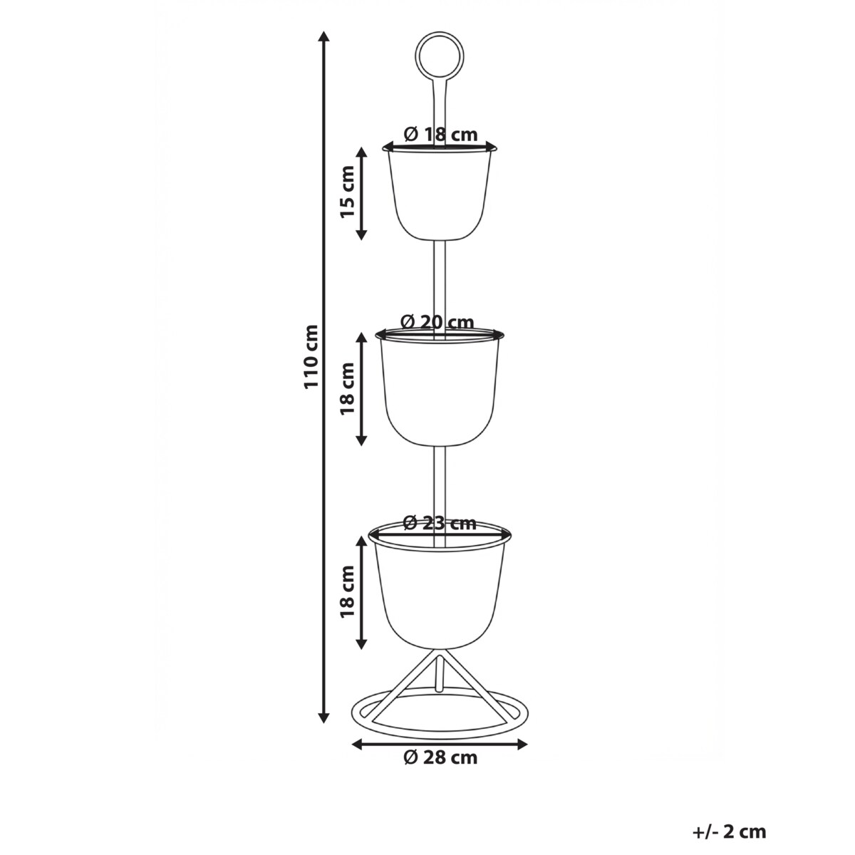 Kwietnik RENGE Metal 28 cm Brązowy