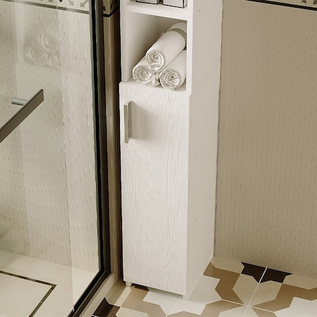 Regał łazienkowy stojący szafa biały loft szafka półka słupek wysoki 182 cm