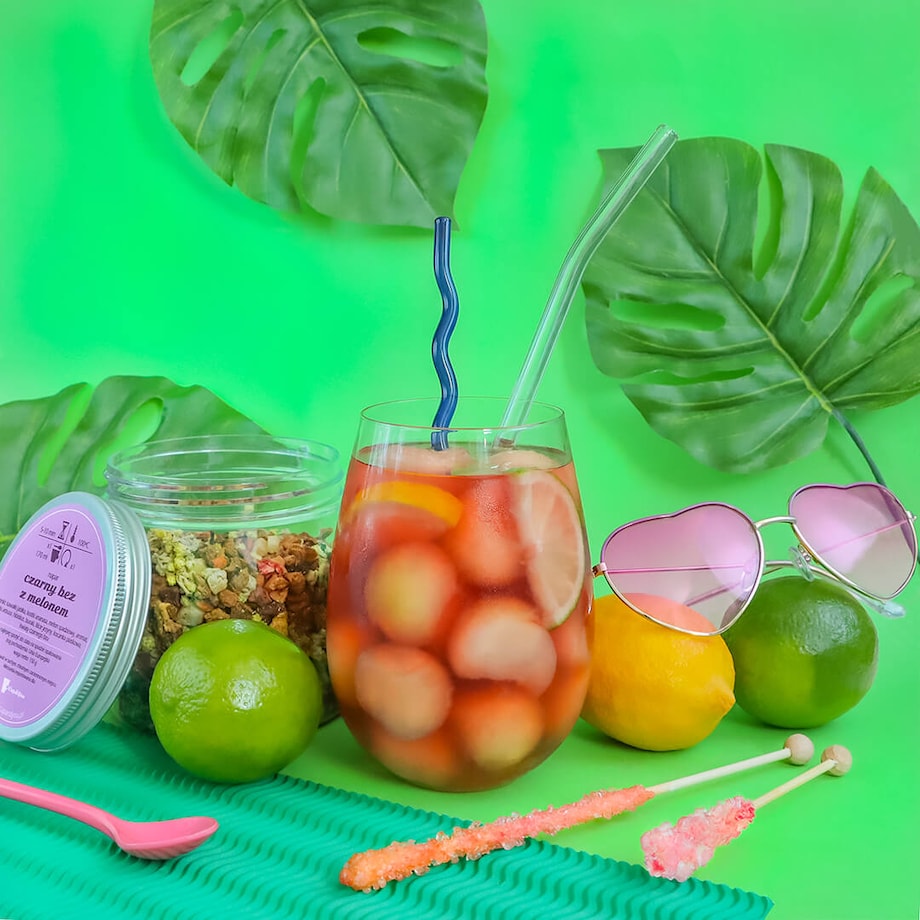 Herbata owocowa CZARNY BEZ Z MELONEM o smaku melona z nutą czarnego bzu - herbata liściasta sypana mieszanka napar susz - gotowa na prezent upominek