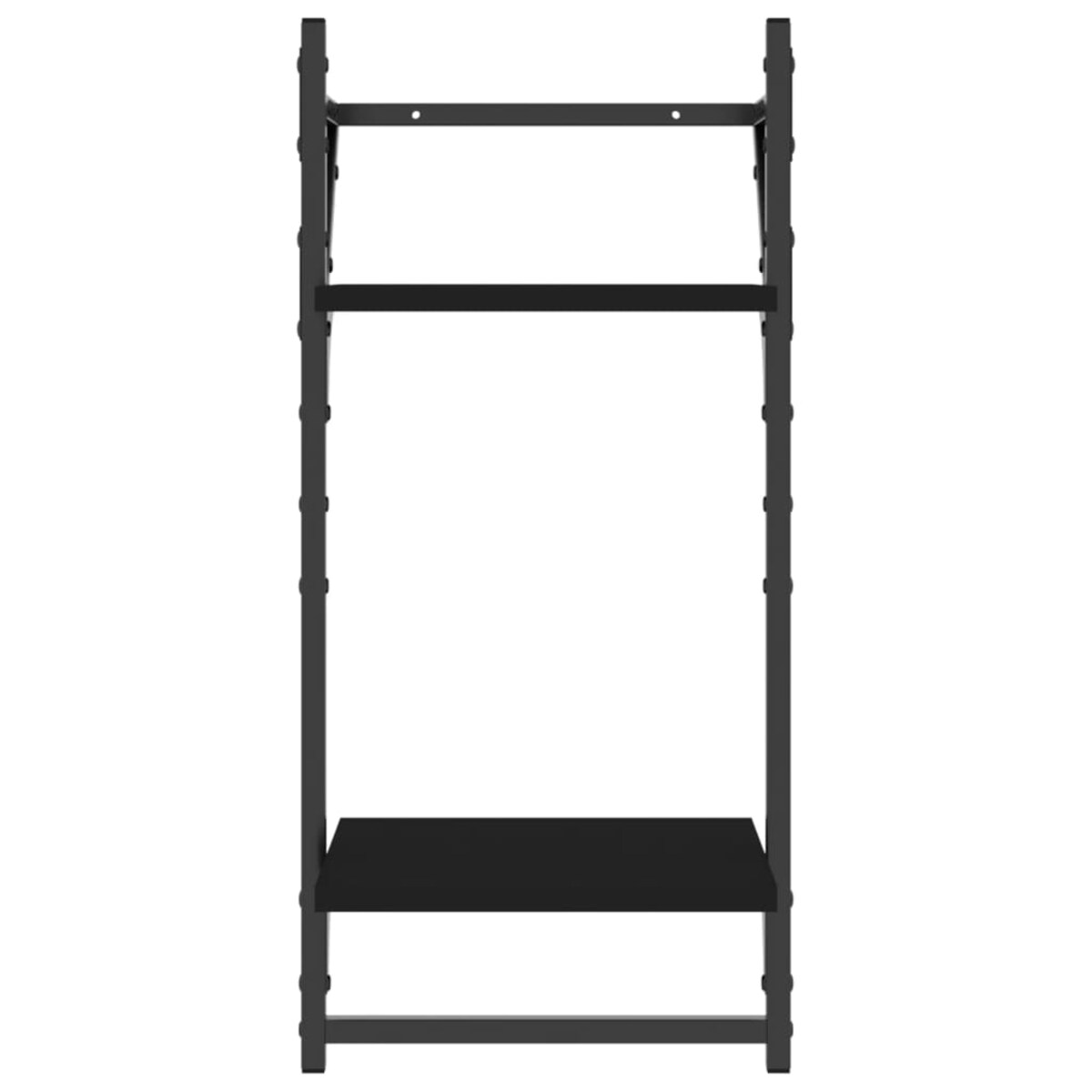 vidaXL Zestaw 4 półek ściennych z drążkami, czarny