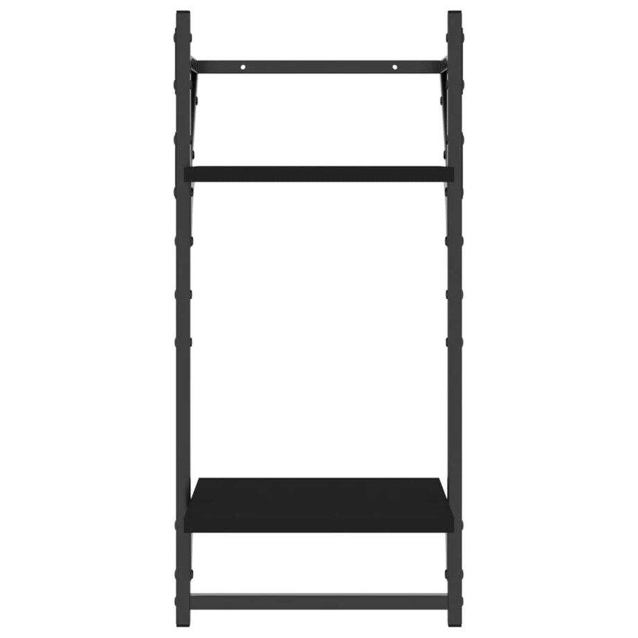 vidaXL Zestaw 4 półek ściennych z drążkami, czarny