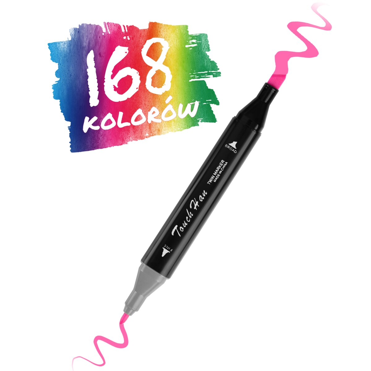 Markery 168 szt dwustronne flamastry pisaki mazaki + torba Nukido