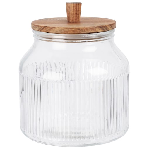 Pojemnik szklany z pokrywą z drewna akacji DONO, 2200 ml