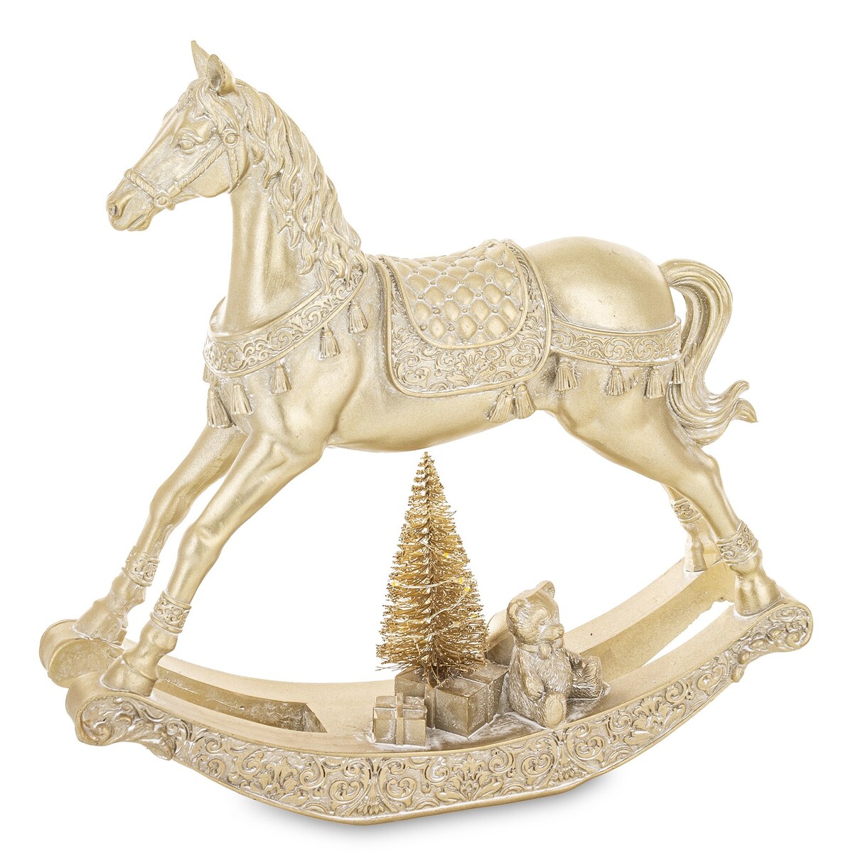 Figurka - złoty konik na biegunach LED 28,5x7,5X29 cm ORO