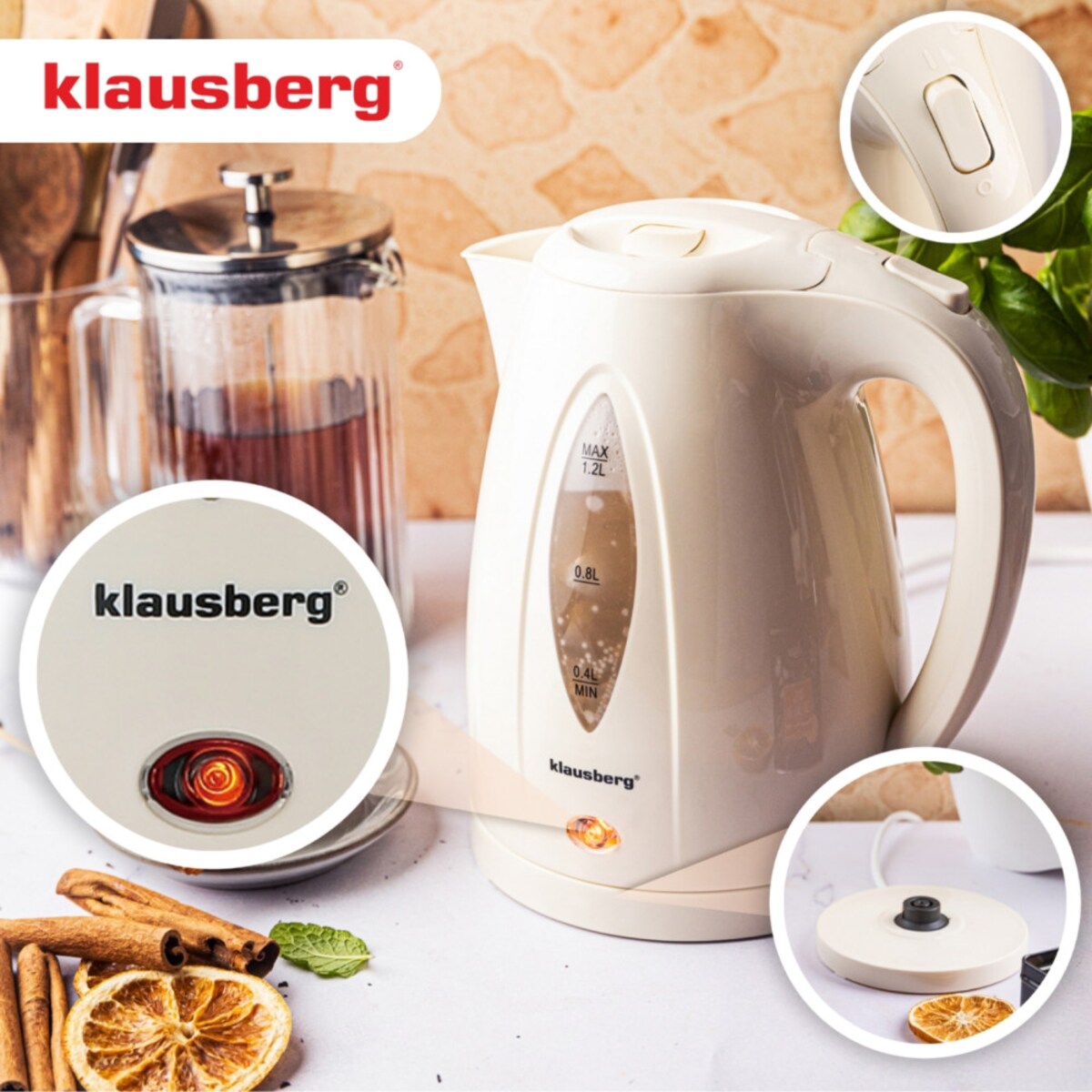 Klausberg czajnik elektryczny 1,2l 66079