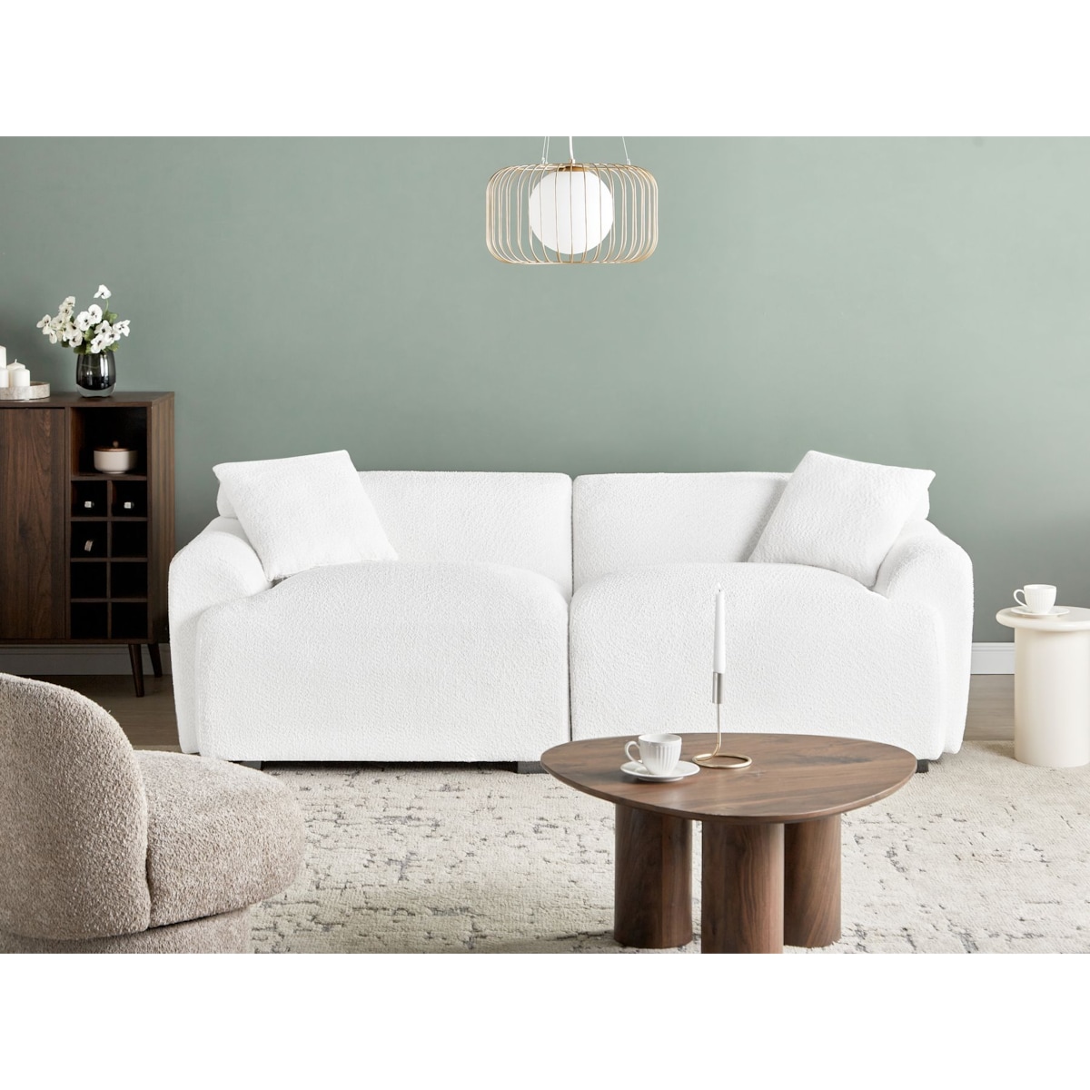 Sofa 3-osobowa boucle biała KORIO