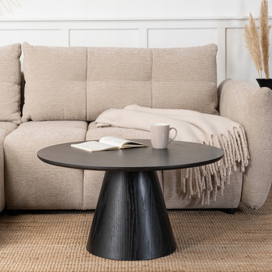 Stolik Kawowy Okrągły Czarny Duży Nowoczesny Okrągła Ława CASSANDER MAX