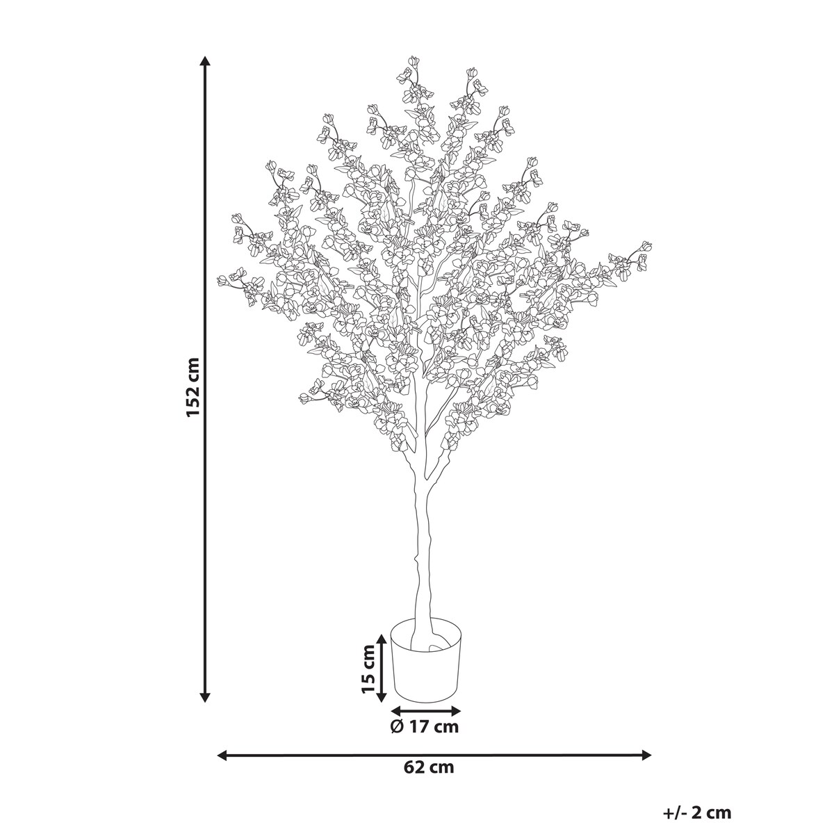 Sztuczna roślina CHERRY TREE 152 cm Różowy