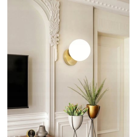 Lampa Kinkiet Ścienny Szklana Kula Gold Złota Loft